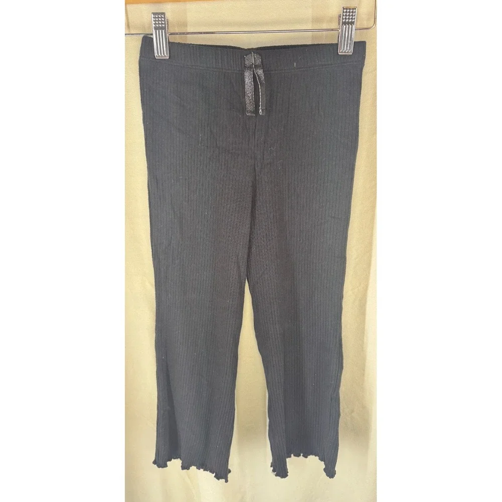 Calvin Klein Jeans Girls Pants 6X Black Ribbed Knit Pull-On Lounge NWOT